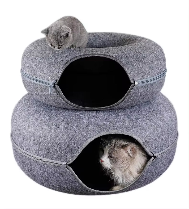 Donut Pet Cat Tunnel Interactive Play Toy Cat Bed Dual Use Ferrets Rabbit Bed Tunnels Indoor Toys Cats House Kitten Training Toy